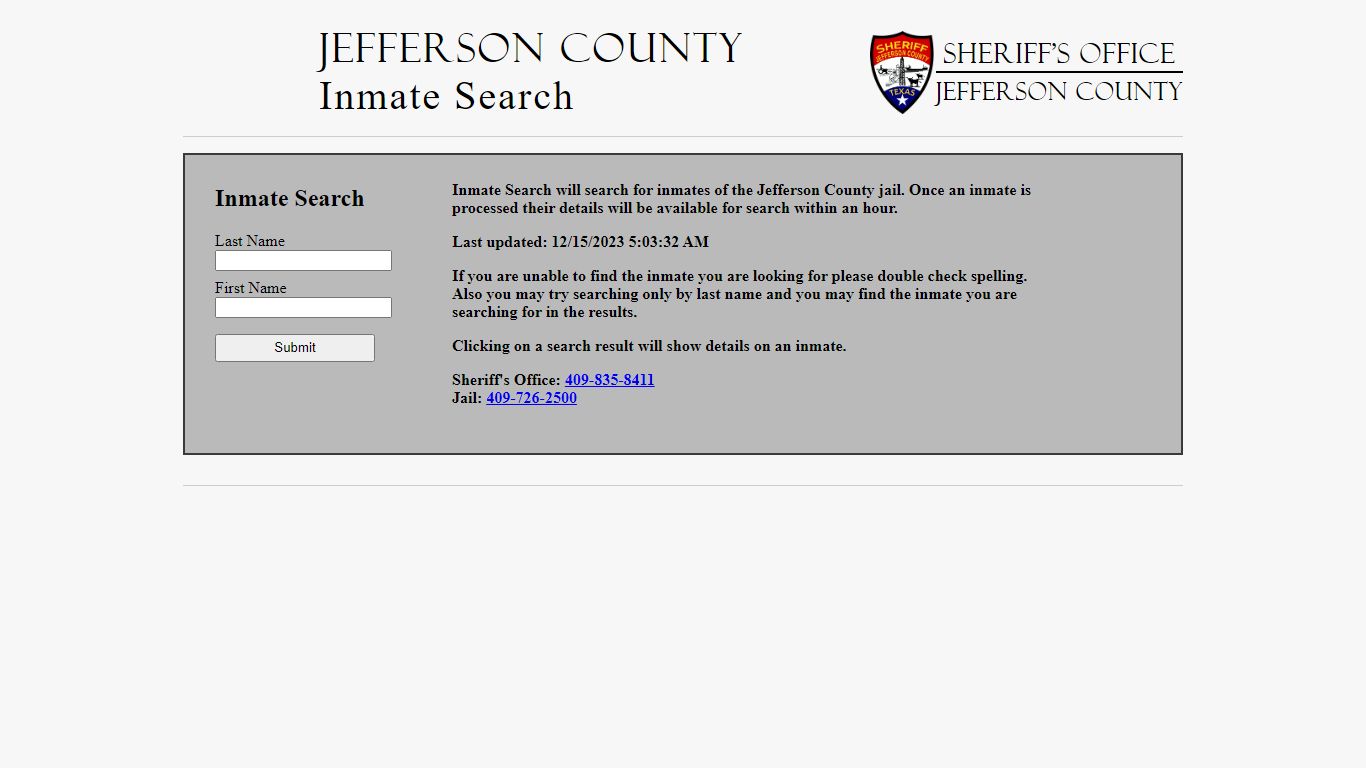 Jefferson County Inmate Search